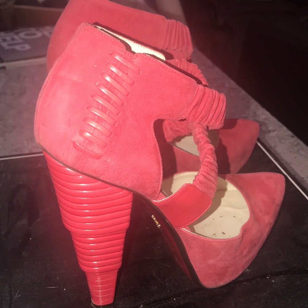 Cesare Paciotti hot pink suede high heel platforms - Picture 3 of 8